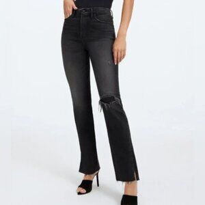 NEW NWT! GOOD AMERICAN GOOD BOY RAW SPLIT HEM STRETCH BOYFRIEND HIGH RISE 14/32